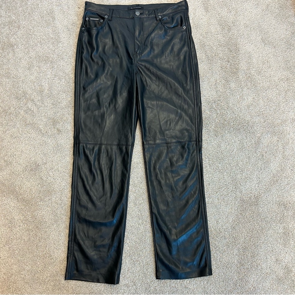 Elie Tahari black faux leather pleather vegan pants Sz 8